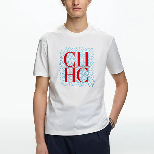 CHCH Trendy Unisex T-Shirt Printed Lettering Design Casual Short Sleeves