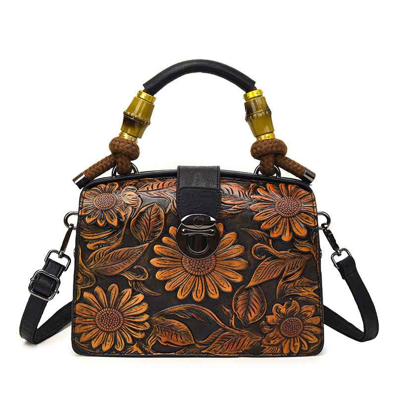 Retro Flower Printed Women's Shoulder/Hand Bag
