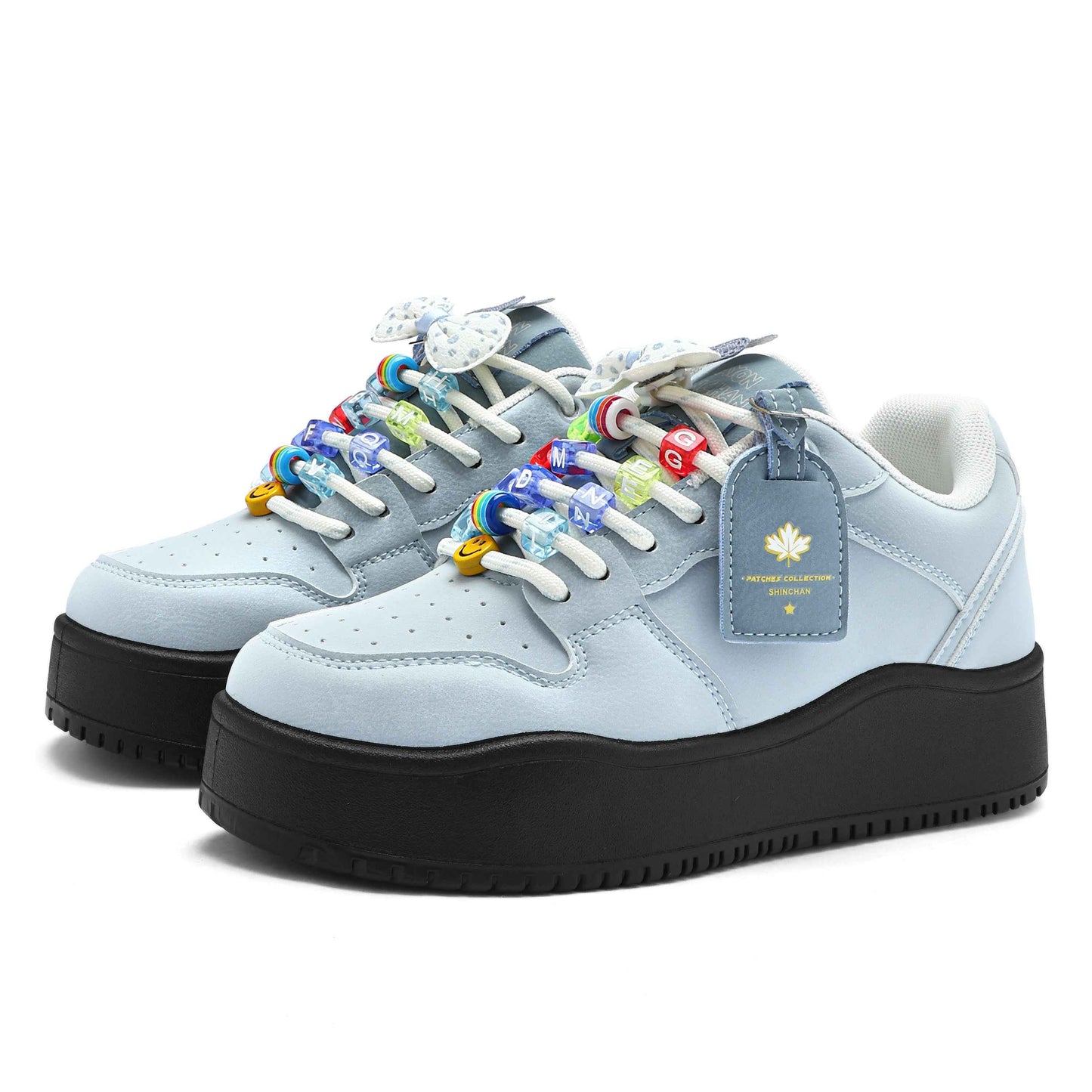 Crayon Shin-Chan Collaboration Mismatched Pastel Platform Sneakers