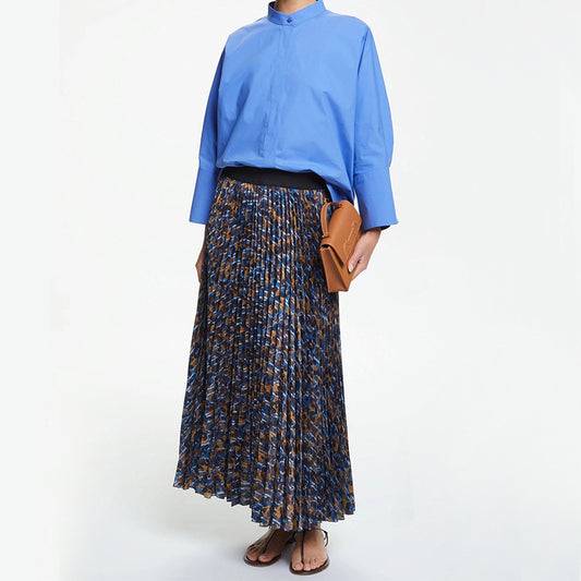 CHCH Women's Casual Waist Pleated Long Skirt