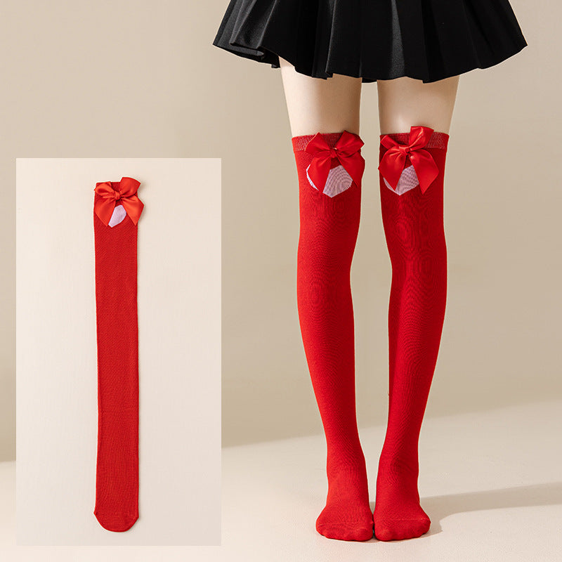 Valentine's Day Thigh-High Stockings with Red Bows