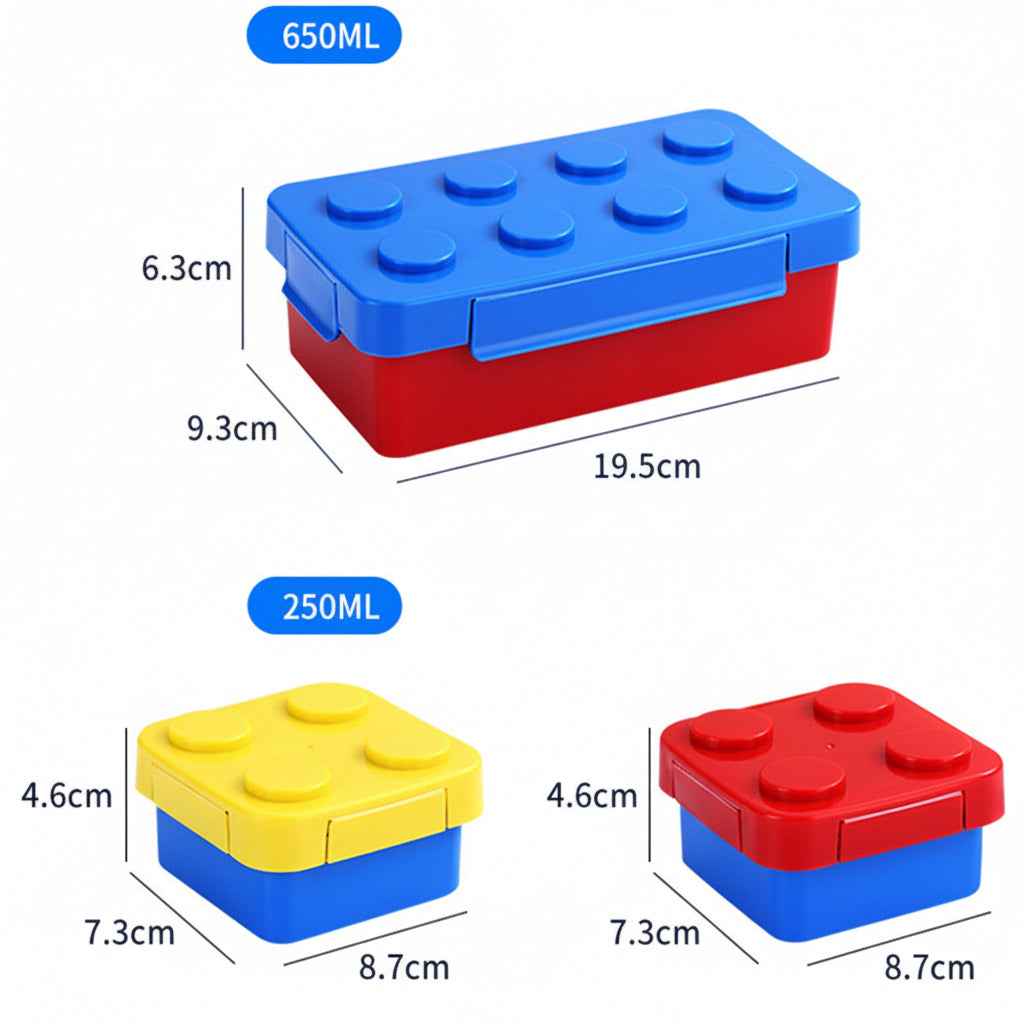 Building Block Lunch Box & Water Bottle 4Pcs Set