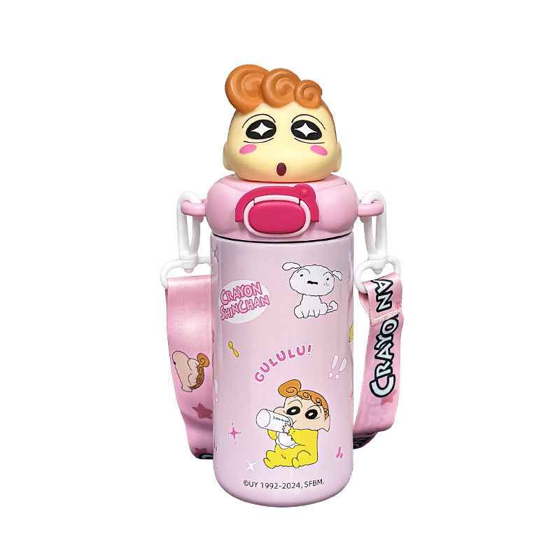 Cute Crayon Shin New Cup Thermos Cup Women's 2024 New Suction Cup Students School Special Portable Cup