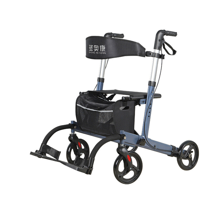 Walking aid for the elderly, wheeled pusher, walker, rehabilitation, wheelchair, hand-pushed transportation, the elderly can push or sit