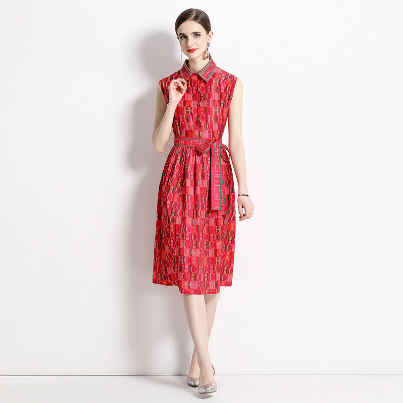 CHCH Printed Sleeveless Dress