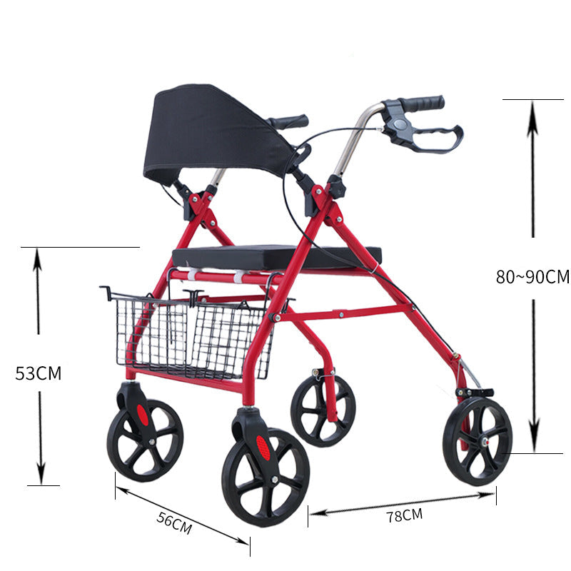 Foldable Elderly Rollator Walker with Seat and Basket - Free Shipping