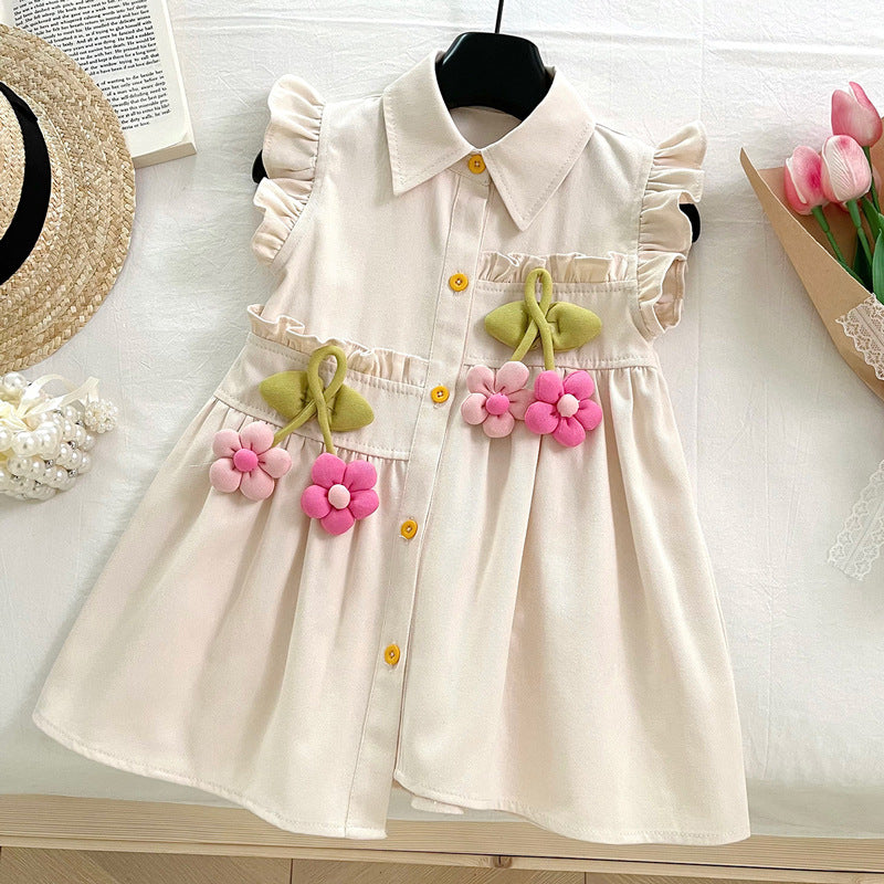 Girls Three-dimensional Flower Dress