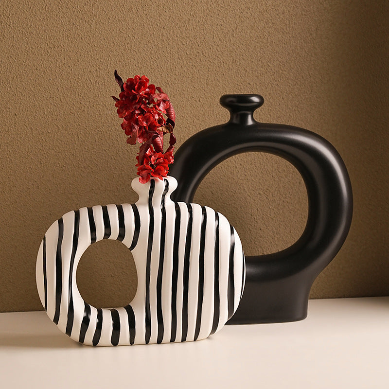 Monochrome Knot Ceramic Vase Home Decor