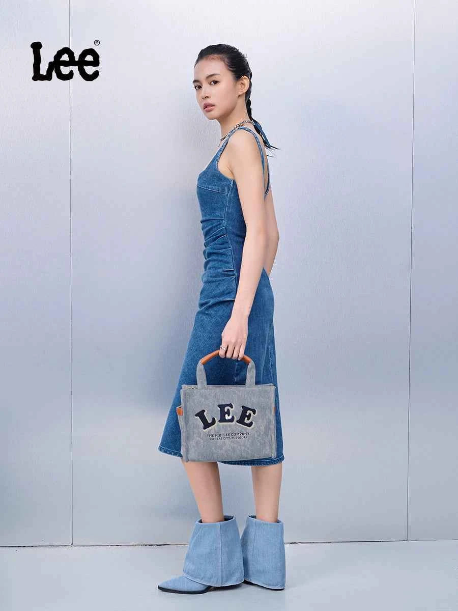Lee official crossbody bag girls fashion versatile casual denim tote bag commuter shoulder bag work tote bag