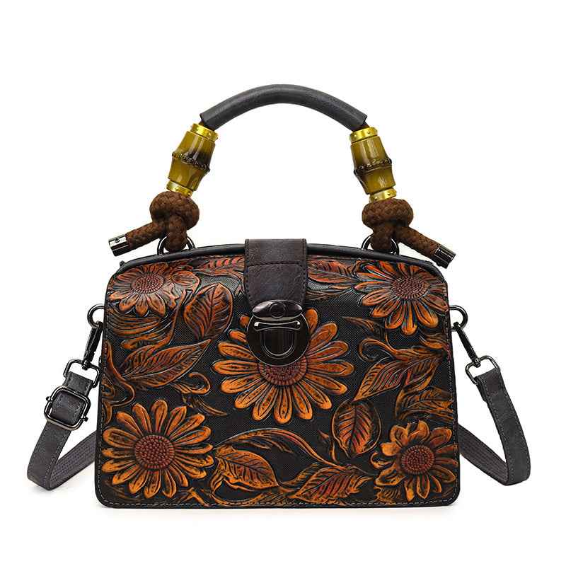 Retro Flower Printed Women's Shoulder/Hand Bag