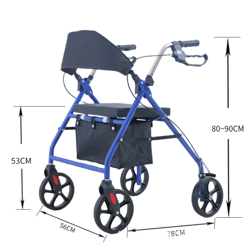 Foldable Elderly Rollator Walker with Seat and Basket - Free Shipping