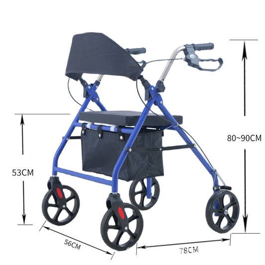 Foldable Elderly Rollator Walker with Seat and Basket - Free Shipping
