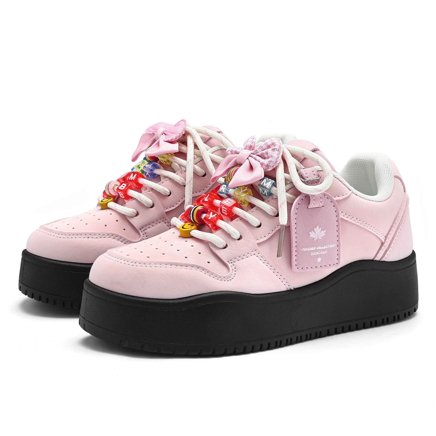 Crayon Shin-Chan Collaboration Mismatched Pastel Platform Sneakers
