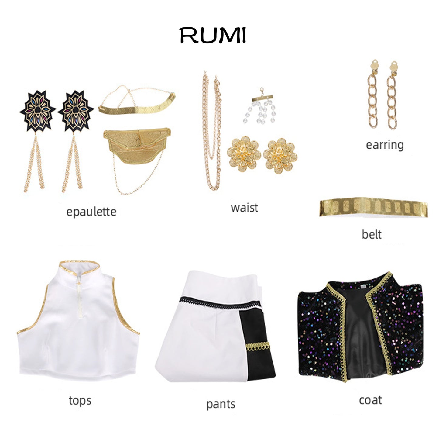 Adult K-Pop Demon Hunters Rumi Mira Zoey Cosplay Costume Set