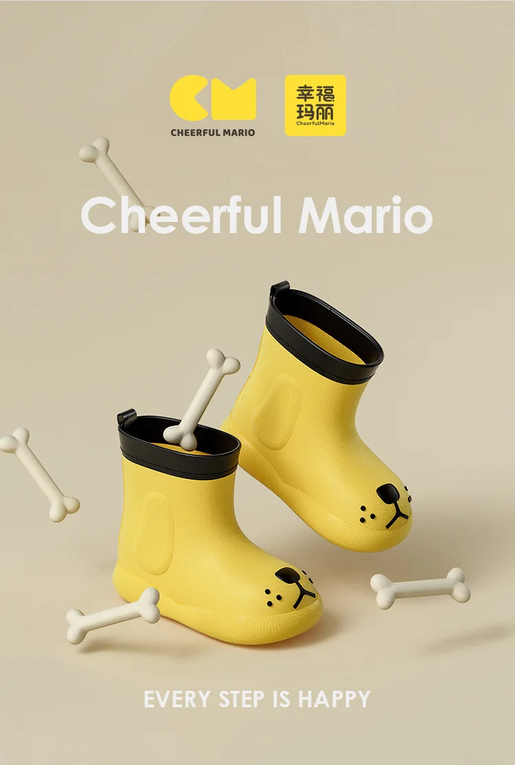 Cheerful Mario Rain Boots Shoes -Cute Puppy