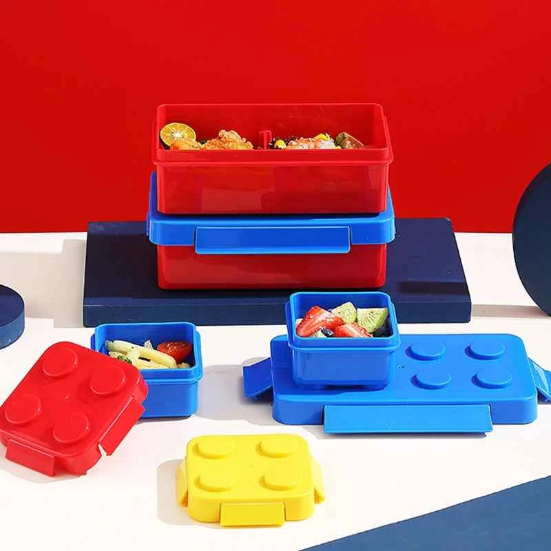 Colorful Blocks Lunch Box - Student Bento Containers - Microwave Dishwasher Safe - Leakproof