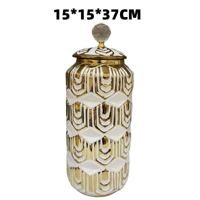 Gold Elegant Ceramic Storage Jar Home Decorative Vase/Jar