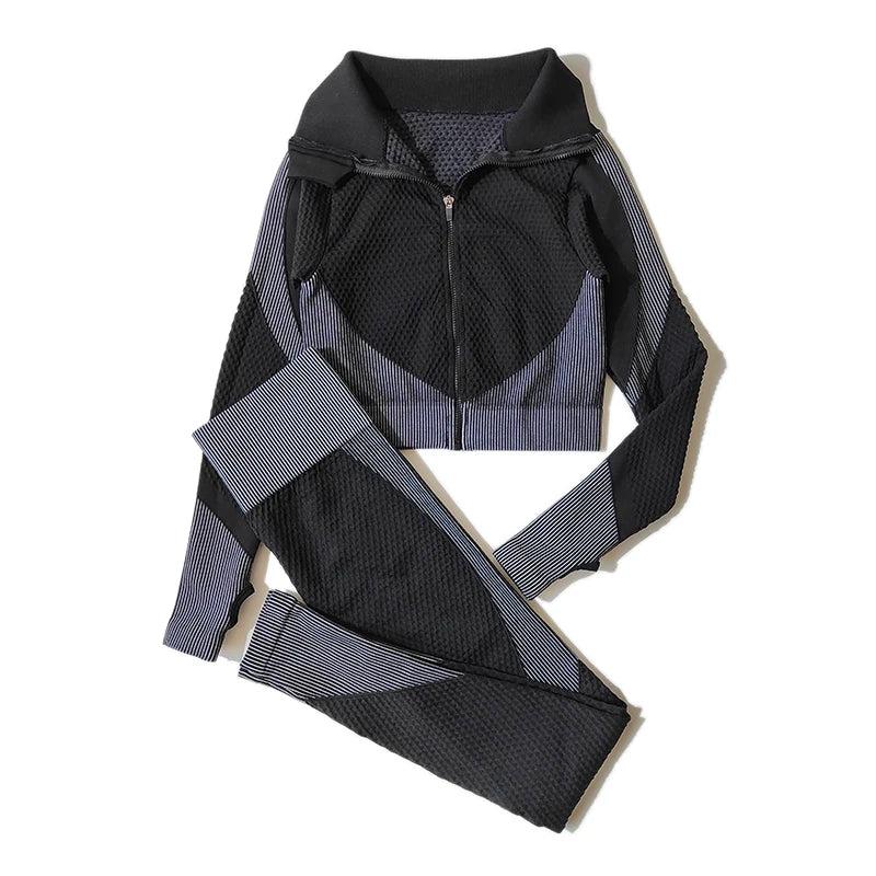 2/3Pcs Women Activewear Seamless Knitted Sportswear Set