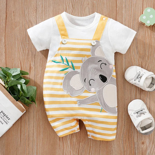 Summer Cute Koala Embroidery Baby Jumpsuit