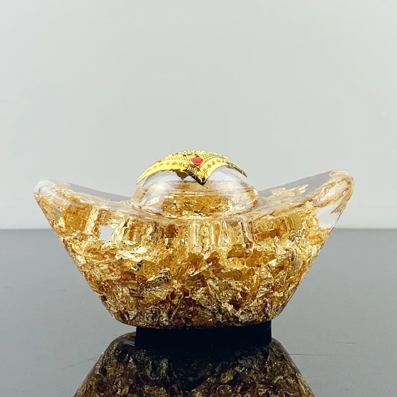Creative Home Decoration Gold Foil Crystal Lucky Ornament