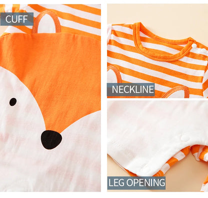 Summer Cute Fox Print Cotton Comfortable Short Sleeve Baby Bodysuit