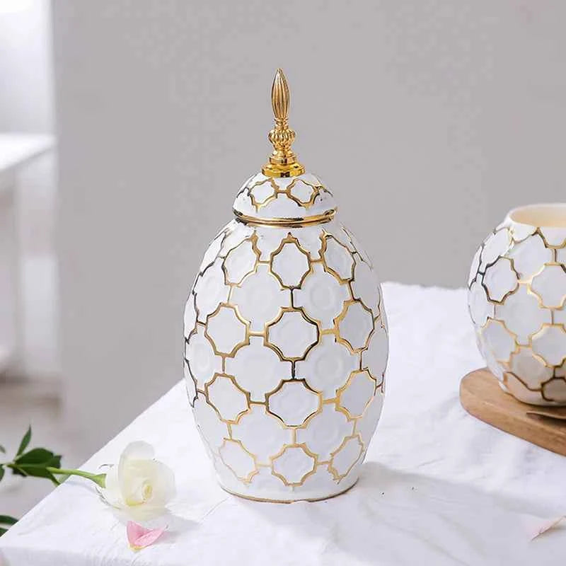 Luxurious Gold-Plated Ceramic Vase