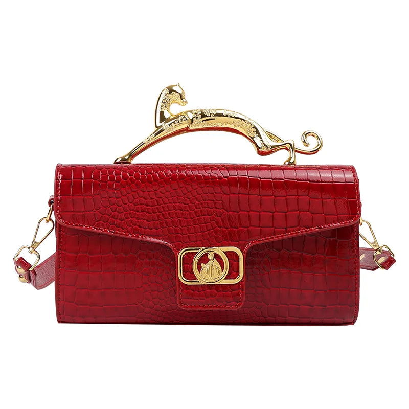 Classic Elegant Metal Handle Crossbody Bag