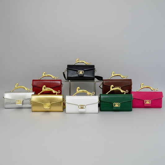 Classic Elegant Metal Handle Crossbody Bag