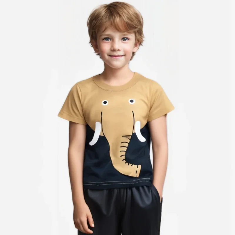 Summer Children 3D Animal Printing Tees