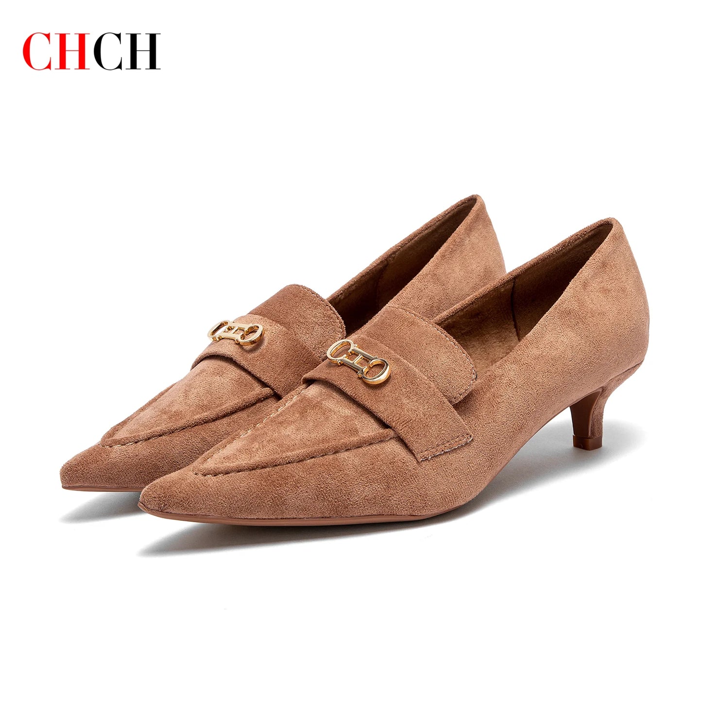 CHCH Women's Retro Suede Pointed Business Shoes