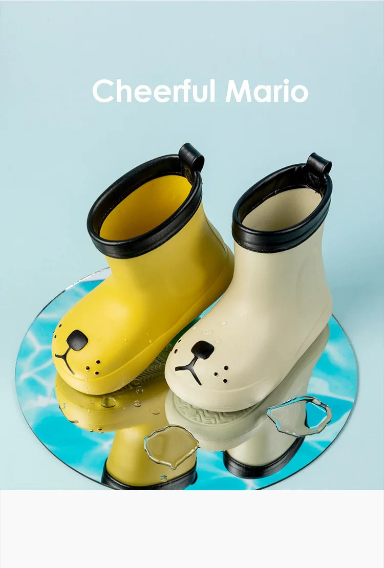 Cheerful Mario Rain Boots Shoes -Cute Puppy