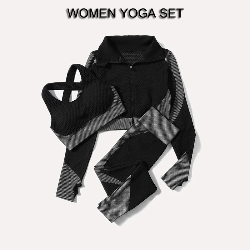 2/3Pcs Women Activewear Seamless Knitted Sportswear Set