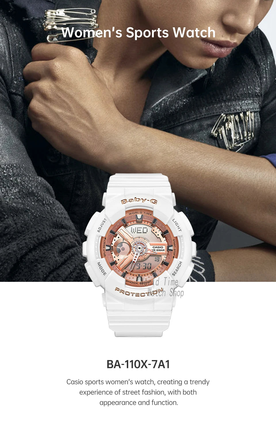 CASIO BA110X-7A1 Women White Analog/Digital Watch with White Band