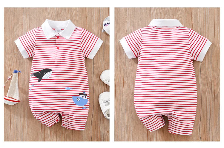 Summer Stripe Whale Print Jumpsuit