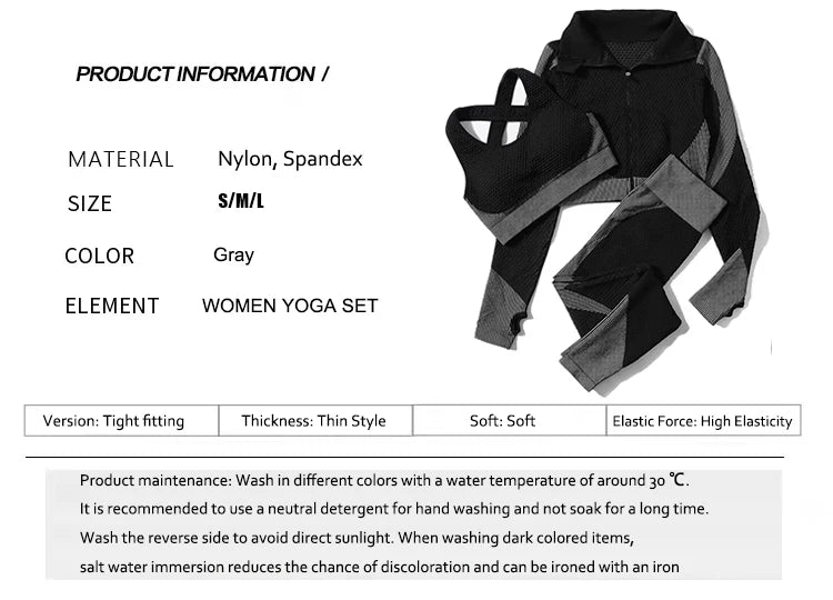 2/3Pcs Women Activewear Seamless Knitted Sportswear Set