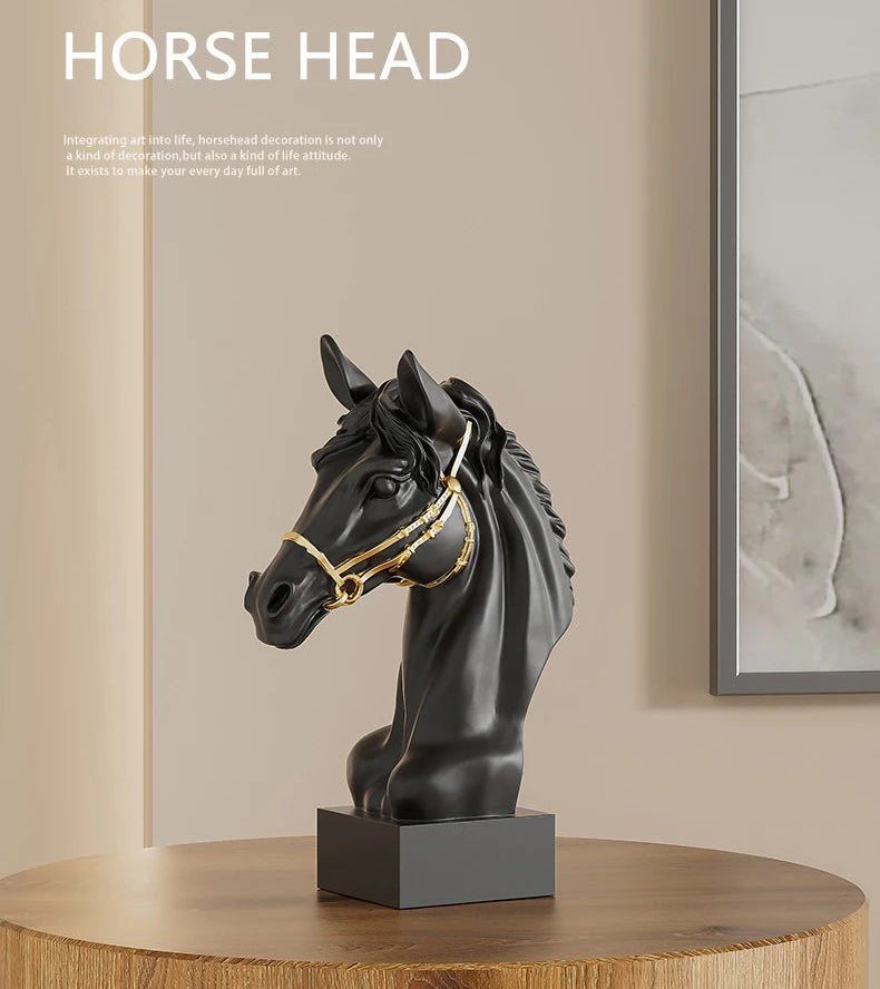 Modern Minimalist Horse Head Statue, Nordic Design Resin Sculpture