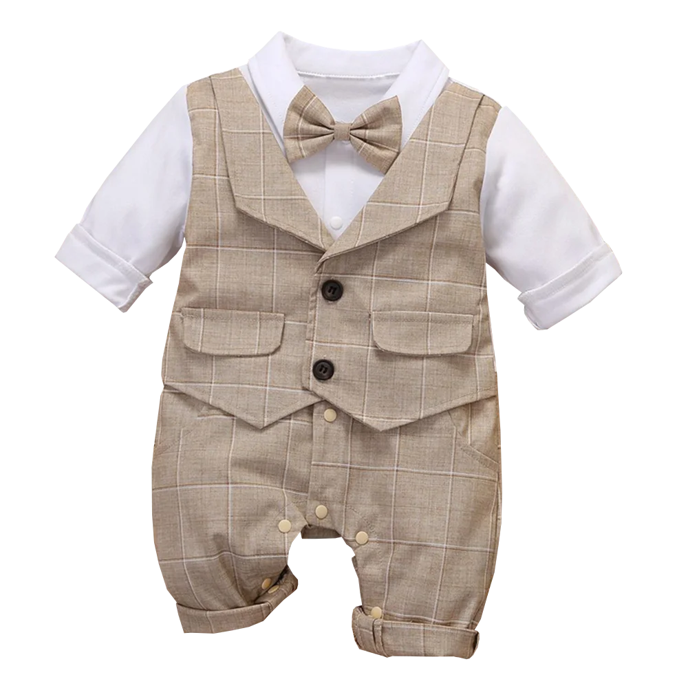 Infant Formal Party Suit Plaid Outfit