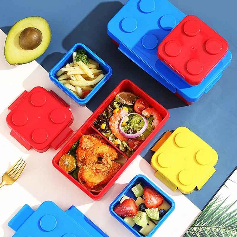 Colorful Blocks Lunch Box - Student Bento Containers - Microwave Dishwasher Safe - Leakproof