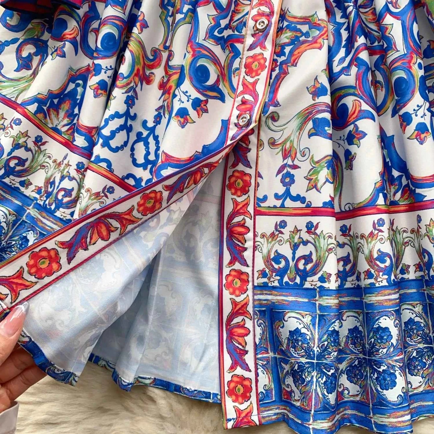 Long Lantern Sleeve Floral Print Short Shirt Dress