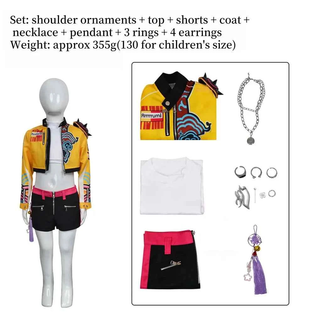 Children Cosplay Performance Costume Outfit K-POP Rumi Group Concert Halloween Clothes Earring Accessory Outfit Size 110-160