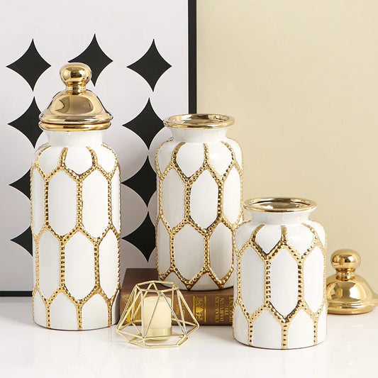 Home Decor Gold Luxury Ceramic Vase General's Jar Ornament