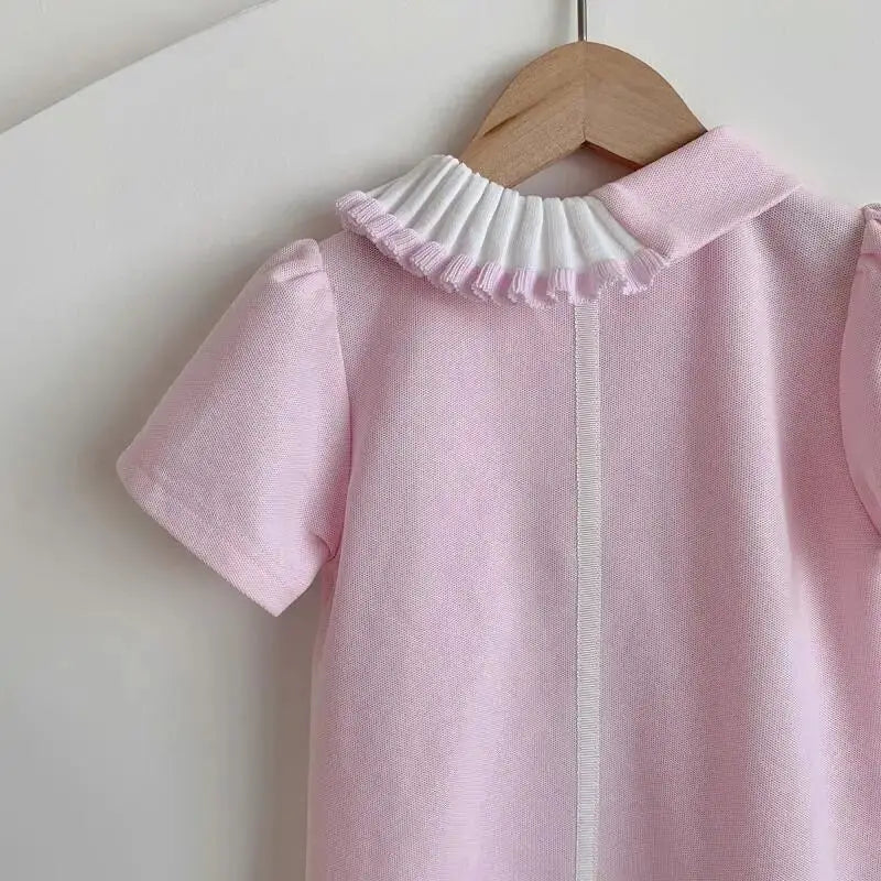 Children's Pink Polo Korean Version Casual Rabbit Dress