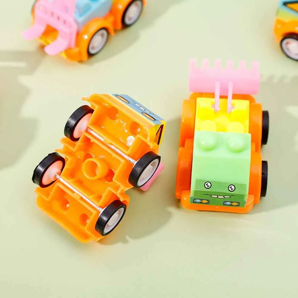 Kids Mini Assembly Building Blocks Engineering Car Toys Wholesale Educational Cartoon Assembly Deformation Engineering Car Gifts