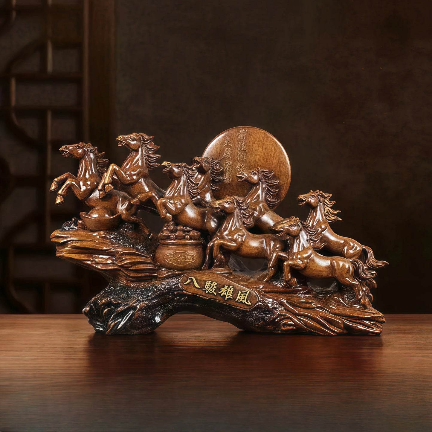 Eight Horses Resin Ornaments - Feng Shui Good Luck Wealth