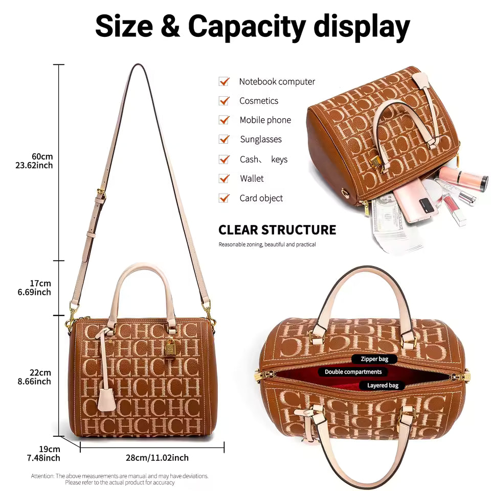 Large Capacity Business Commuter Women's Shoulder Bag Crossbody Bag Vintage Classic Letter Design Solid Color Women's Bag