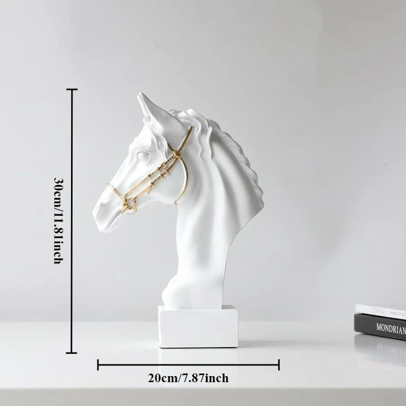Modern Minimalist Horse Head Statue, Nordic Design Resin Sculpture
