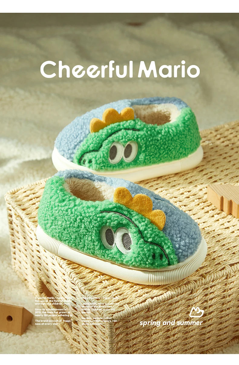 Cheerful Mario Children's Winter Cotton Warm Crocodile Shoes