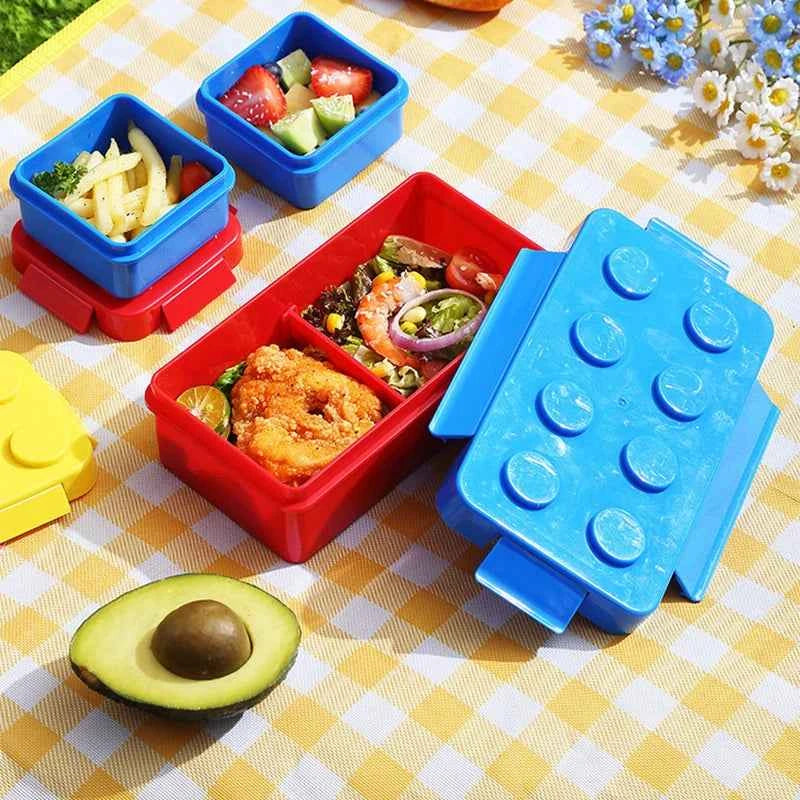 Colorful Blocks Lunch Box - Student Bento Containers - Microwave Dishwasher Safe - Leakproof