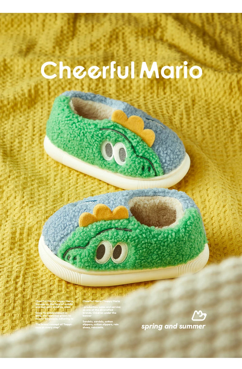 Cheerful Mario Children's Winter Cotton Warm Crocodile Shoes