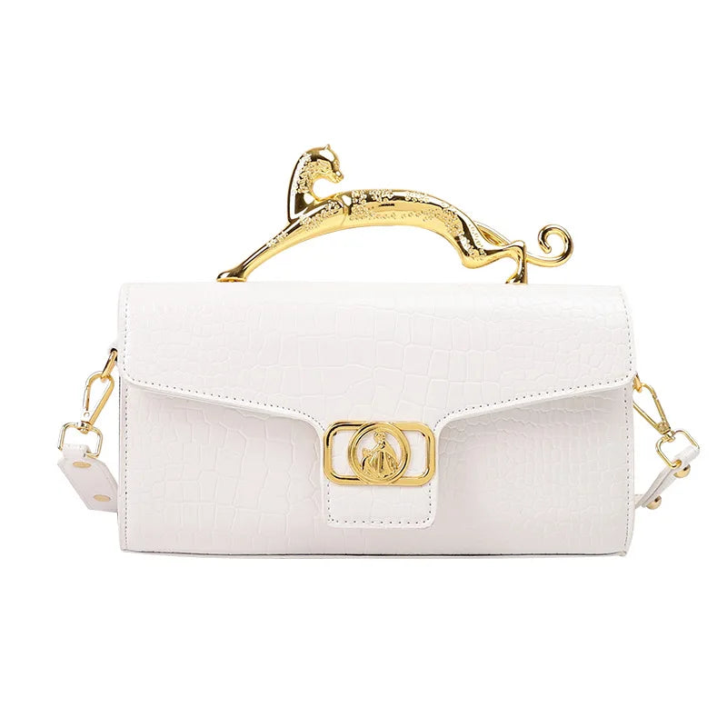 Classic Elegant Metal Handle Crossbody Bag